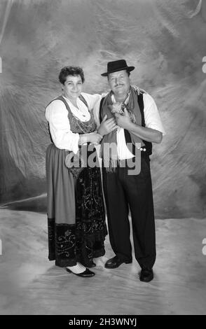 Folk dancers in the traditional costume of Portugal's Erin region. Stock Photo