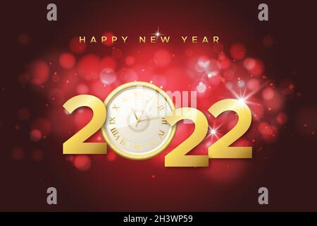 realistic new year 2022 clock background vector design illustration Stock Vector