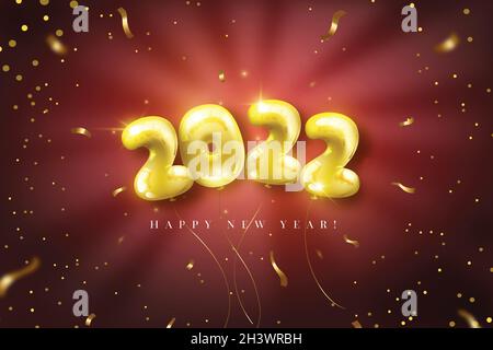 realistic new year 2022 balloons background vector design illustration Stock Vector
