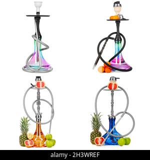 Collage of hookah isolated on a white background Stock Photo