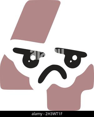 Number 4 kawaii character with sad face, vector clip art Stock Vector