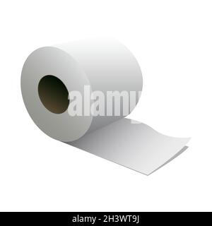 Toilet paper roll icon. Sanitary tissue roll symbol isolated on white background. Vector illustration. Stock Vector