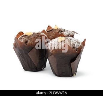 Chocolate muffins with edible eyes in paper holders Stock Photo - Alamy