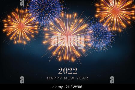 fireworks new year 2022 vector design illustration Stock Vector