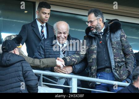 Hull City owners Assem and Ehab Allam acknowledge a Hull City fan Stock Photo