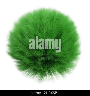 fluffy ball, furry green sphere isolated on white background Stock Photo