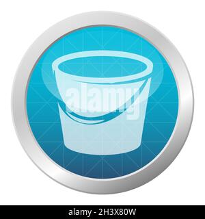 Bucket icon housekeeping cleaning tool on a light blue shiny circle frame. Isolated vector illustration. Stock Vector