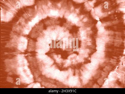 Red Dyeing Pattern. Spiral Old Effects. Batik Stock Photo