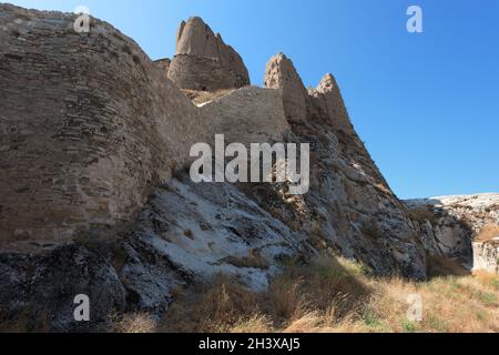 Old Urartian fortress on rocky hill in Van city, Turkey Stock Photo