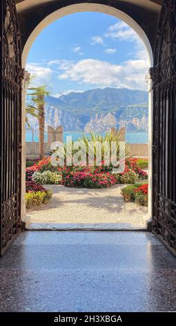 Malcesine at the eastern shore of Lake Garda. Lombardy, northern Italy, Europe. Stock Photo