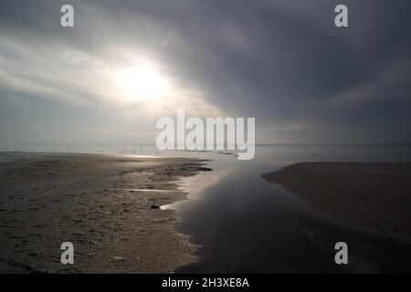 Sunset at Tuz Golu - salt lake in Turkey Stock Photo