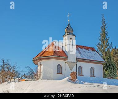 Ecumenical St. Hubertus Chapel Forst near Scheidegg in AllgÃ¤u Stock Photo