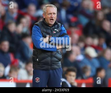 Sheffield, England, 30th October 2021. Neil Critchley manager of Blackpool  during the Sky Bet Championship match at Bramall Lane, Sheffield. Picture credit should read: Simon Bellis/ Sportimage Stock Photo