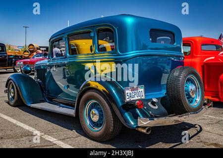 Reno, NV - August 4, 2021: 1933 Plymouth Model PC Sedan at a local car show. Stock Photo