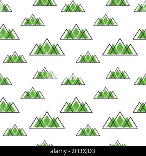 Seamless pattern with mountains in scandinavian style. Decorative background with landscape. Stock Vector