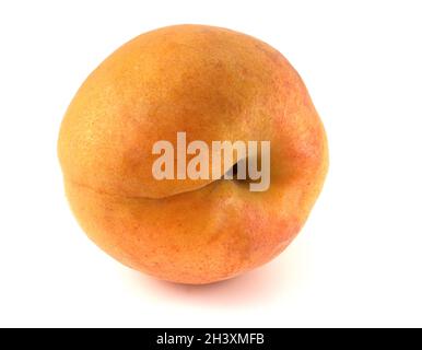 Apricot fruits with leaves isolated on white background Stock Photo