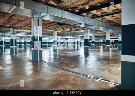 Underground parking interior. Empty garage. urban background Stock Photo