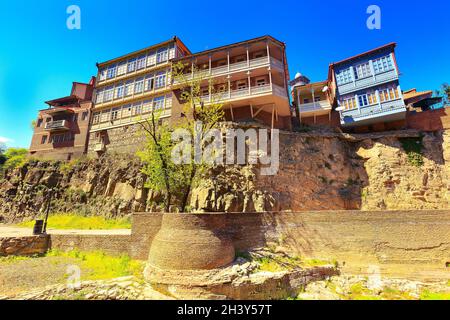Houses in Old Town of Tbilisi, Republic of Georgia Stock Photo