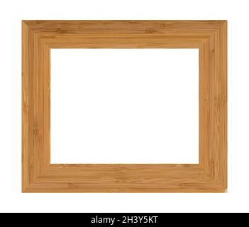 Rectangular empty wooden and bamboo frame, isolated on white background Stock Photo