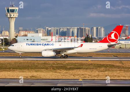 Turkish Cargo Airbus A330-200F Aircraft Istanbul AtatÃ¼rk Airport Stock Photo