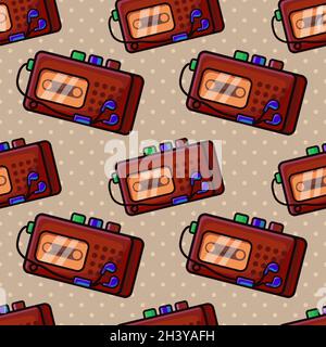 old music player seamless pattern vector illustration Stock Vector