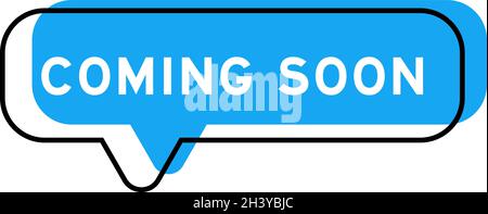 Speech banner and blue shadow with word coming soon on white background Stock Vector