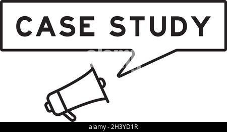Megaphone icon with speech bubble in word case study on white background Stock Vector