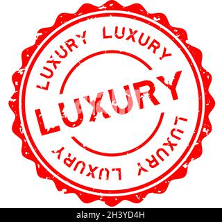 Grunge red expensive word round rubber seal stamp on white background ...