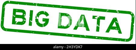 Grunge green big data word square rubber seal stamp on white background Stock Vector