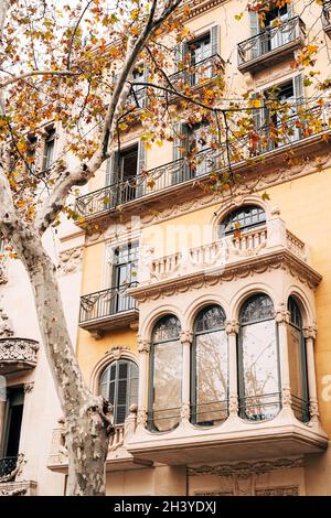 Barcelona, Spain - 15 December 2019: The house of Llieo i Morera is a six-story residential building in Barcelona, a masterpiece Stock Photo