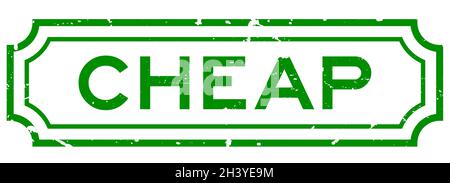 Grunge green cheap word rubber seal stamp on white background Stock Vector