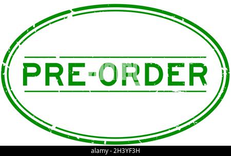 Grunge green pre order word oval rubber seal stamp on white background Stock Vector