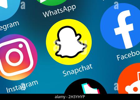 Snapchat logo social media icon social network on the internet background Stock Photo