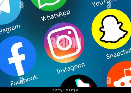 Instagram Insta logo social media icon social network on the internet background Stock Photo