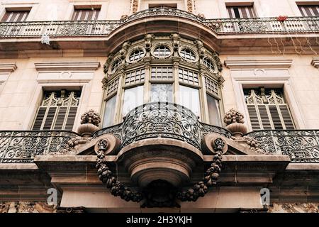 The house of Llieo i Morera is a six-story residential building in Barcelona, a masterpiece of Catalan modernism, one of the mos Stock Photo