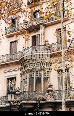 Barcelona, Spain - 15 December 2019: The house of Llieo i Morera is a six-story residential building in Barcelona, a masterpiece Stock Photo