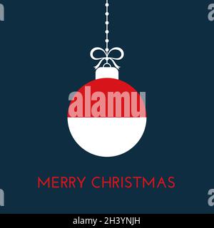 Merry Christmas and new year ball with Indonesia flag. Christmas Ornament. Vector stock illustration Stock Vector