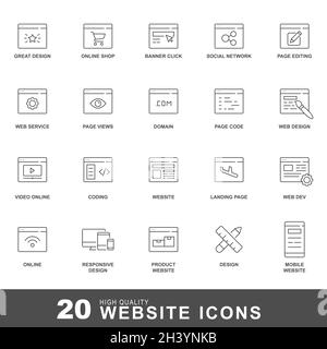 Website line icons. Web pages and sites icon Stock Vector