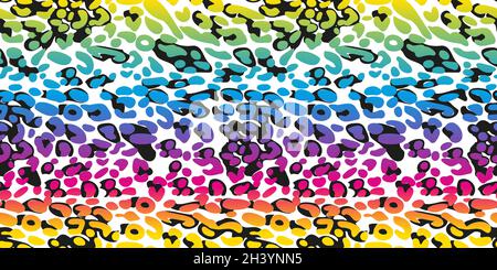 Rainbow leopard seamless pattern. Colorful neon vector background. Gradient wallpaper. Stock Vector