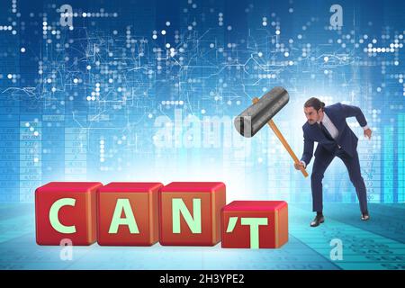 Determination concept with rotating cubes Stock Photo