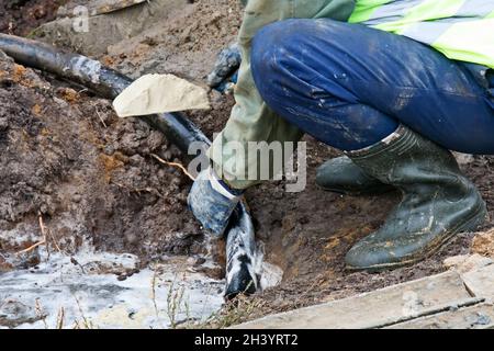 Drilling in soil science and construction Stock Photo