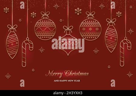 christmas background concept outline style vector design illustration Stock Vector