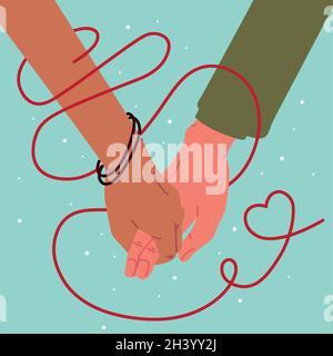 red string of destiny Stock Vector