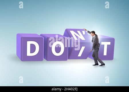 Determination concept with rotating cubes Stock Photo