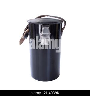 old photo lens protective case isolated over white background, vintage object for your design Stock Photo