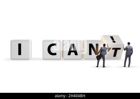 Determination concept with rotating cubes and businessman Stock Photo