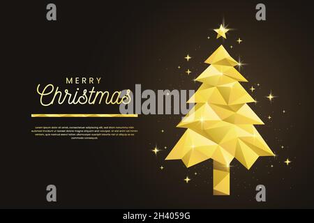 abstract golden christmas tree vector design illustration Stock Vector