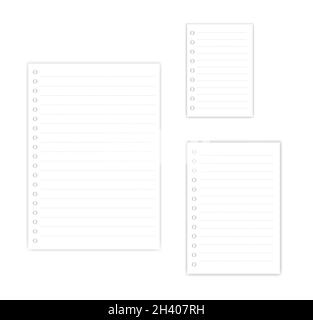 A4, A5, A6 hole punched white lined paper for ring binder mockup