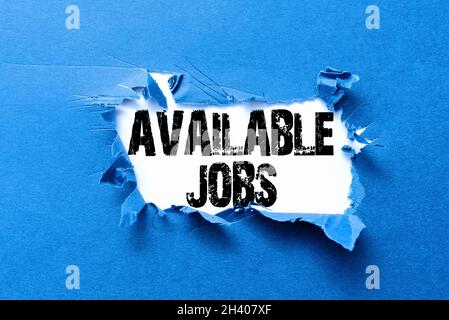 Conceptual display Available Jobs. Word for a job that is available for someone to start doing Vacancy Thinking New Writing Conc Stock Photo