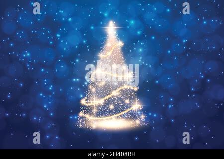 abstract golden christmas tree vector design illustration Stock Vector